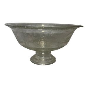 Indiana Glass Vintage Clear Glass Pedestal Center Bowl Madrid Pattern EUC